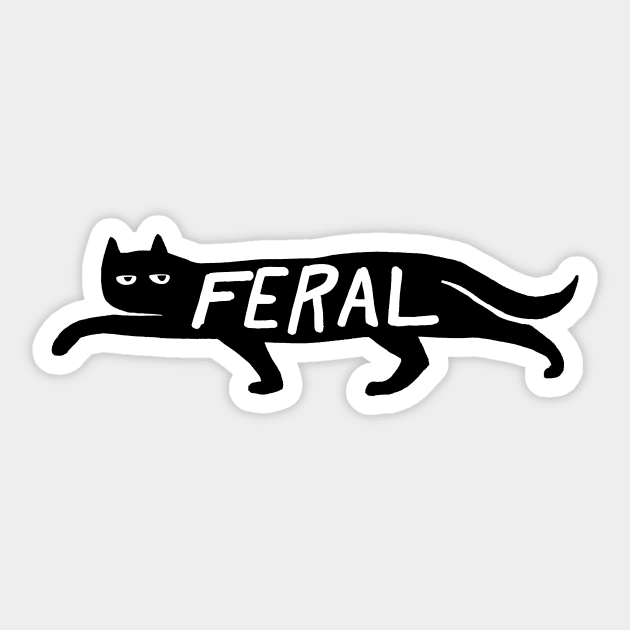 Feral Black Cat Sticker by teeandcompany